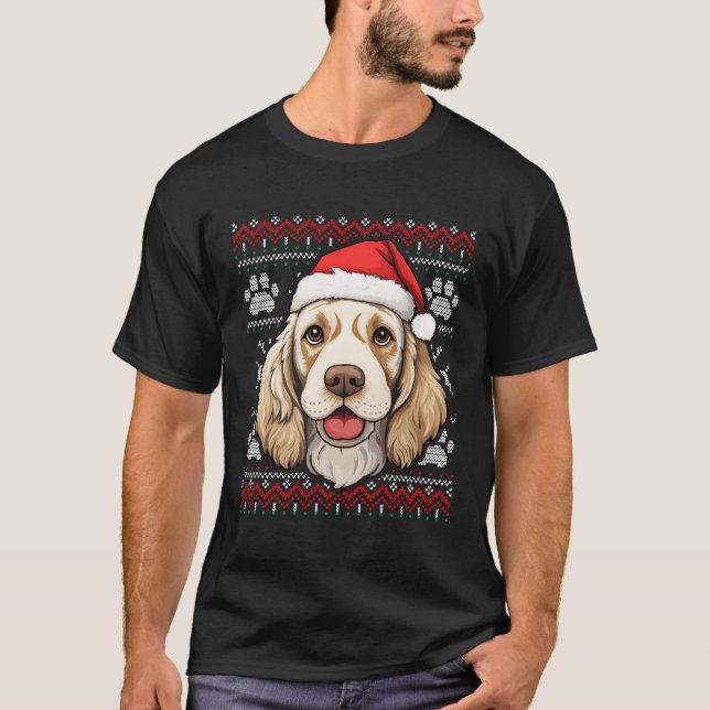 T-shirt Clumer Espagnol Père Noël Noël Drôle Chien Maman (Devant)