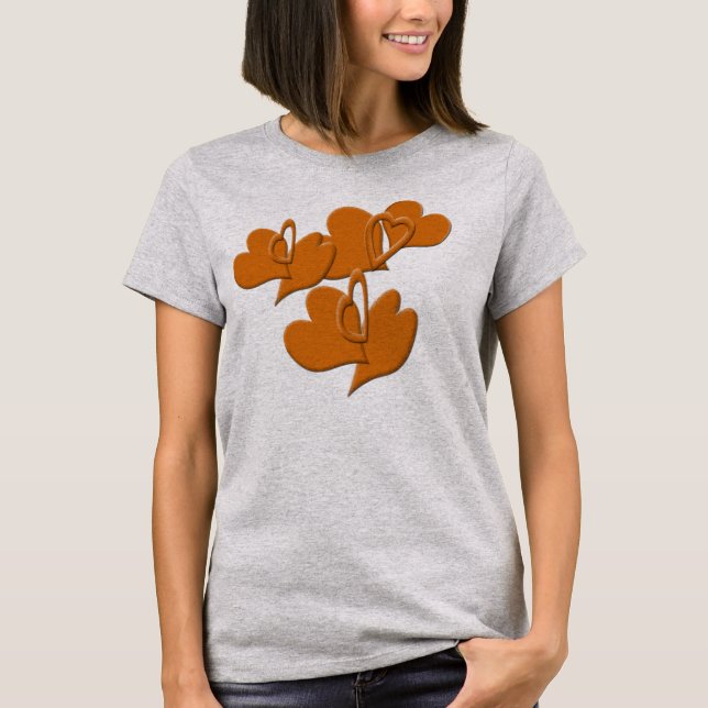 T-shirt Cluster Chic Orange Heart Shapes (Devant)