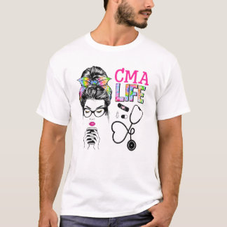 T-shirt CMA Stethoscope Tie Dye Messy Bun Nurse Week