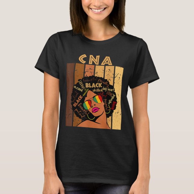 T-shirt CNA Certified Nursing Assistant afro Black History (Devant)
