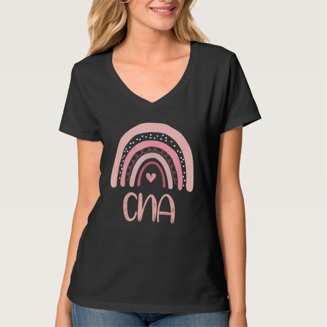 T-shirt Cna Cute Boho Rose Arc-en-ciel Certifié Assis (Devant)
