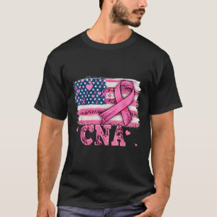 T-shirt Cna Infirmer American Flag Pink Ribbon Cancer du s