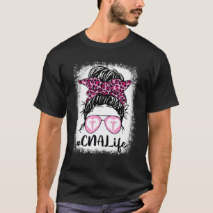 T-shirt Cna Life Chignon Méssy Léopard Décoloré Infirmière