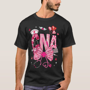 T-shirt Cna Valentine Coquette Stethoscope à nœud infirmiè