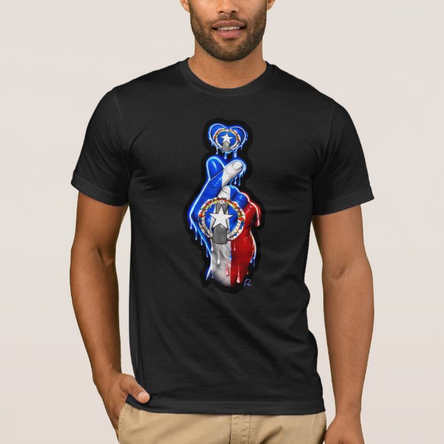 T-Shirt CNMI Finger Heart Black-Out (Devant)