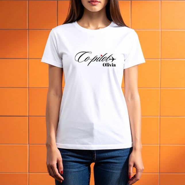 T-shirt Co-Pilot Airplane Couple Matching Simple Custom (Créateur téléchargé)