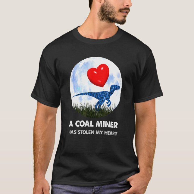 T-shirt Coal Miner t rex Dinosaur humour (Devant)