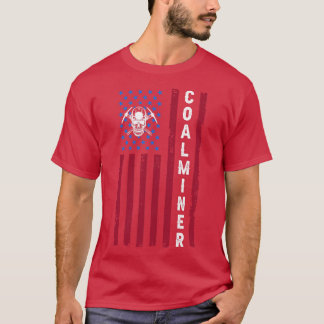 T-shirt Coal Miner USA Drapeau Funny Mines de travailleurs