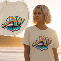 Coastal Beach Seashell Whimsical Pop Art