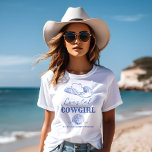 T-shirt Coastal Cowgirl Bachelorette cadeaux<br><div class="desc">Coastal Cowgirl Bachelorette week-end sur une côte bachelorette favorise t-shirt imprimé personnalisé,  fête de bachelorette personnalisé sac de faveur bleu marine poussiéreux plage de cowgirl nautique bleu poussiéreux fête d'honneur cadeaux t-shirt</div>