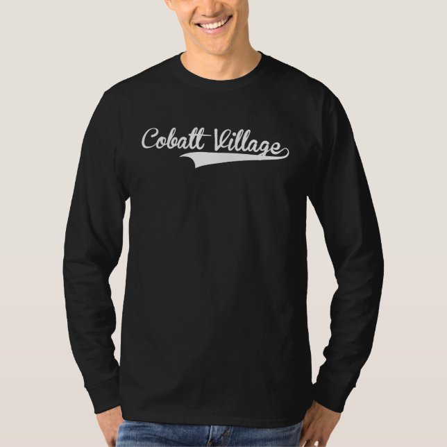 T-shirt COBALT VILLAGE Baseball Vintage Retro Font (Devant)