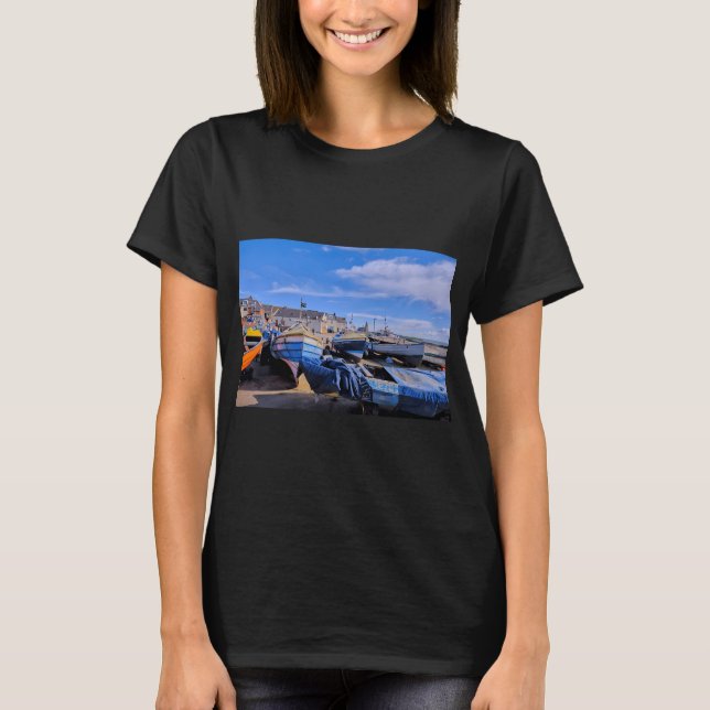 T-shirt Cobles de pêche traditionnels de Northumbrian à Ne (Devant)