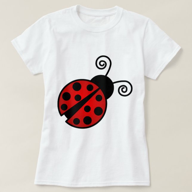 T-shirt Coccinelle mignonne - rouge et noir (Design devant)