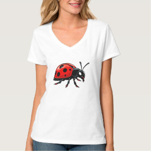 T-shirt Coccinelle rouge de dessin animé, personnage d'ins