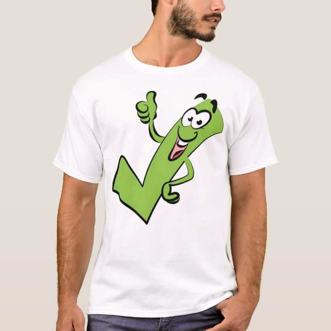 T-shirt Coche de chèque vert cochée (Devant)