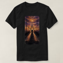 T-Shirt Coche Funéraire au Coucher du Soleil pour