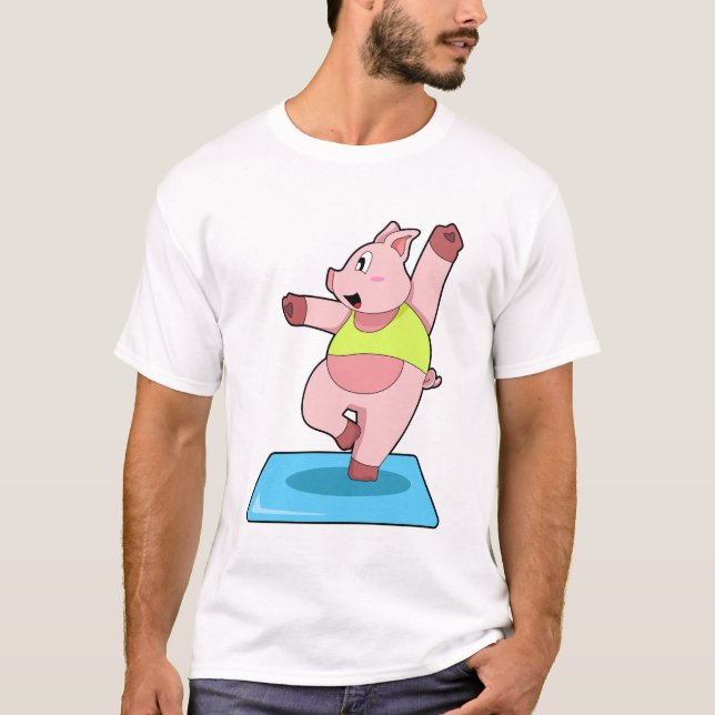 T-shirt Cochon au yoga Fitness (Devant)