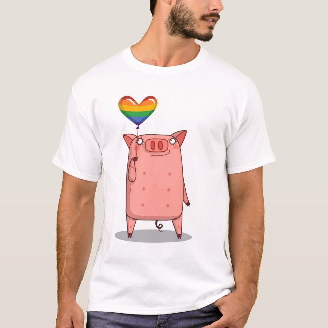 T-shirt Cochon Avec Ballot Arc-En-Ciel (Devant)
