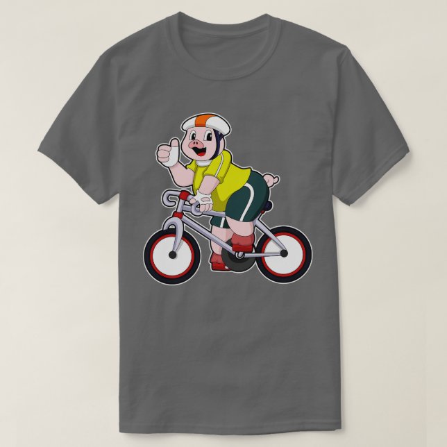 T-shirt Cochon avec casque de vélo (Design devant)