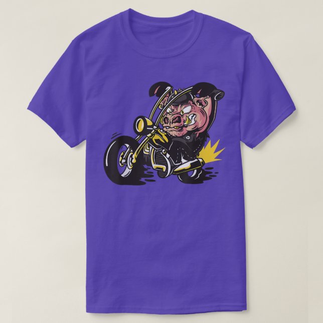 T-shirt Cochon avec couvercle en forme de rocker sur moteu (Design devant)