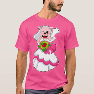 T-shirt Cochon avec robe Mariage Bunch of Flowers