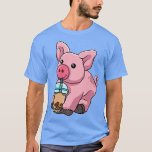 T-shirt Cochon Bubble Thé Cute Animaux Avec Boba Tea