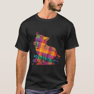 T-shirt Cochon Cochon Animal Polygone
