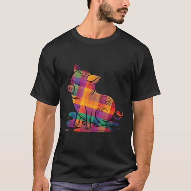 T-shirt Cochon Cochon Animal Polygone (Devant)