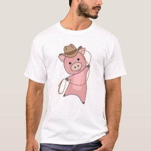 T-shirt Cochon cochon Piglet Piggy Occidental Rose