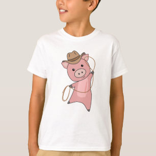 T-shirt Cochon cochon Piglet Piggy Occidental Rose