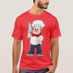 T-shirt Cochon comme boucher avec couteau