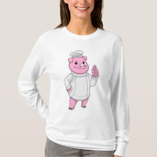 T-shirt Cochon comme cuisinier avec casquette chef