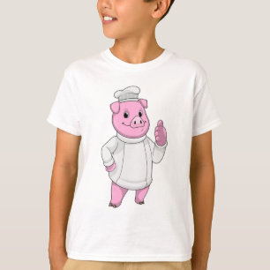T-shirt Cochon comme cuisinier avec casquette chef