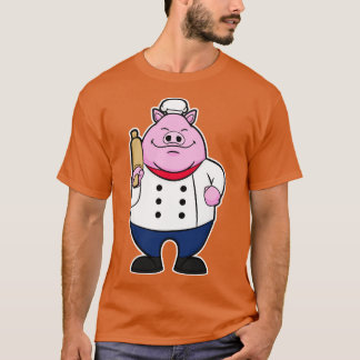 T-shirt Cochon comme cuisinier avec rouleau à pâtisserie