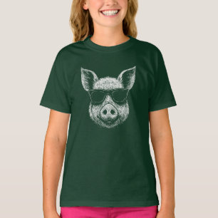 T-shirt Cochon Cool avec des Lunettes de Soleil – Style Mo
