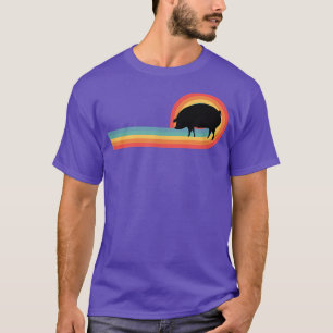 T-shirt Cochon - Coucher de soleil Rétro ferme d'animaux d