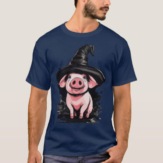 T-shirt Cochon dans un chapeau de sorcière halloween petit