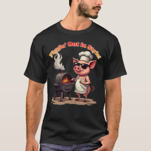 T-shirt Cochon de barbecue amusant "Piggin' Out in Style" 