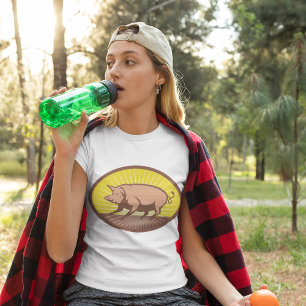T-shirt Cochon de ferme rétro avec Sunburst