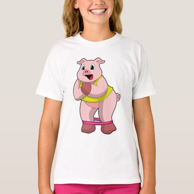 T-shirt Cochon de fitness avec bande de caoutchouc (Devant)
