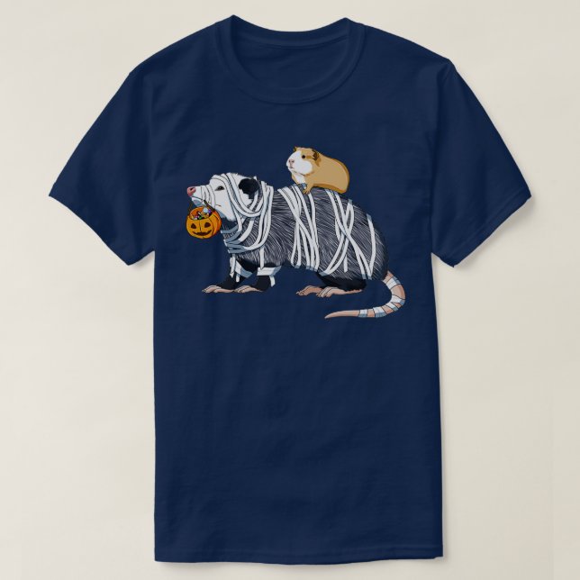 T-shirt Cochon de Guinée d'Halloween et Opossum (Design devant)