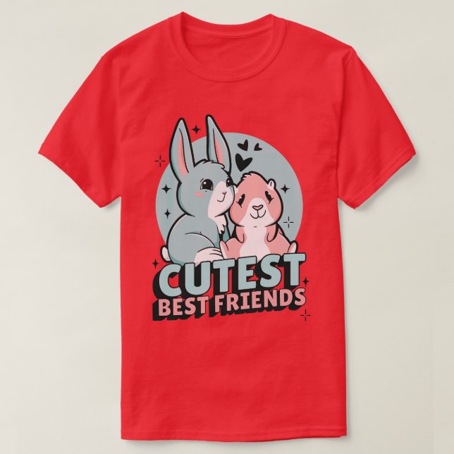 T-shirt Cochon De Guinée Et Lapin Mignonne (Design devant)
