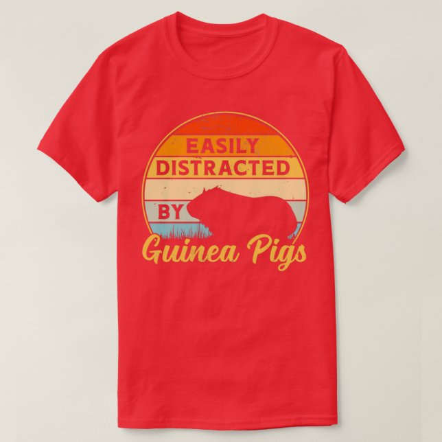 T-shirt Cochon De Guinée Facilement Distrait Retro Sunset  (Design devant)
