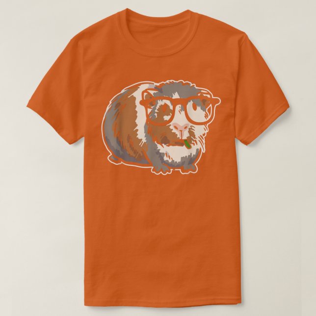 T-shirt Cochon de Guinée intelligent avec lunettes Cochon  (Design devant)