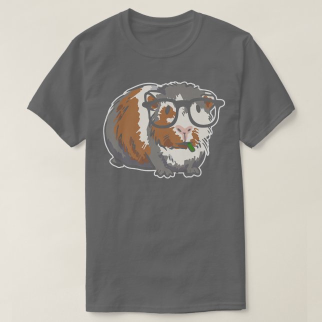 T-shirt Cochon de Guinée intelligent avec lunettes Cochon  (Design devant)