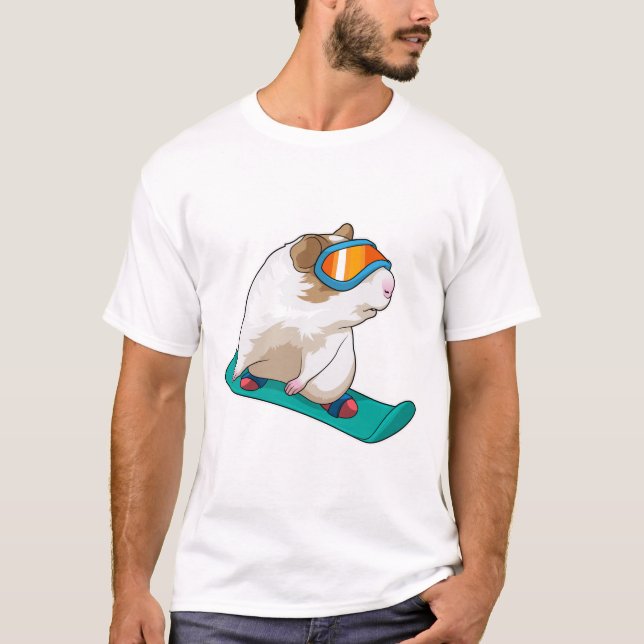 T-shirt Cochon de Guinée Snowboard Snowboard (Devant)