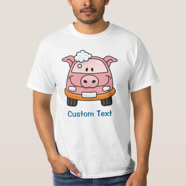T-shirt cochon de lavage de voiture (Devant)