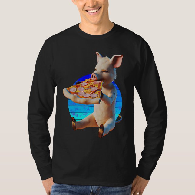 T-shirt Cochon de Pizza Drôle (Devant)