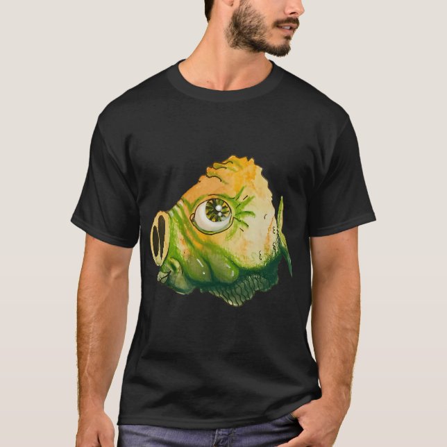 T-shirt Cochon de poisson vert et jaune (Devant)