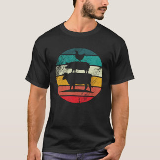 T-shirt Cochon de vache Retro Poulets Animaux Vintages Coc